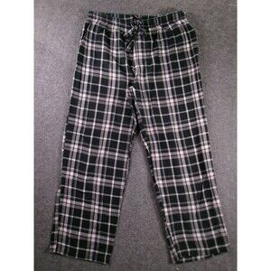 Axcess Sleepwear Pajama Pant Women L Gray Plaid Flannel Drawstring Lounge Causal